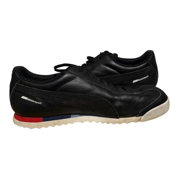 Puma BMW Motorsport Roma Men's 10.5 Black Leather Driving Shoes Sneakers - Picture 7 of 8